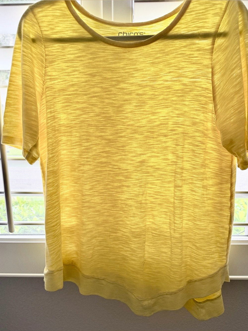 Chico's Sunlit Yellow Short-Sleeve Tee with Layered Hem